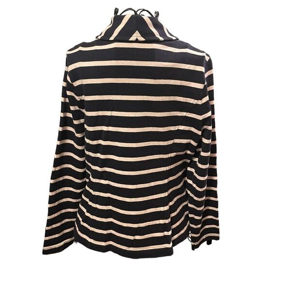 Talbots Navy Blue And Pink Striped Moto Zippered Jacket Womens Size Medium EUC - Picture 3 of 10